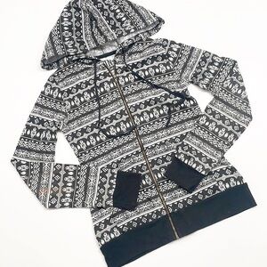 Chin Up Apparel tribal print zip up jacket with hood